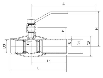 Кран шаровой Naval стальной для пара, внутренняя резьба/сварка, PN 40, DN 15-50. Размеры